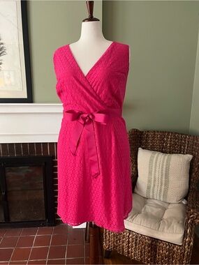 Lane Bryant l Raspberry Pink/Tangerine Geometric Lace l Fit & Flare l NWT l 20